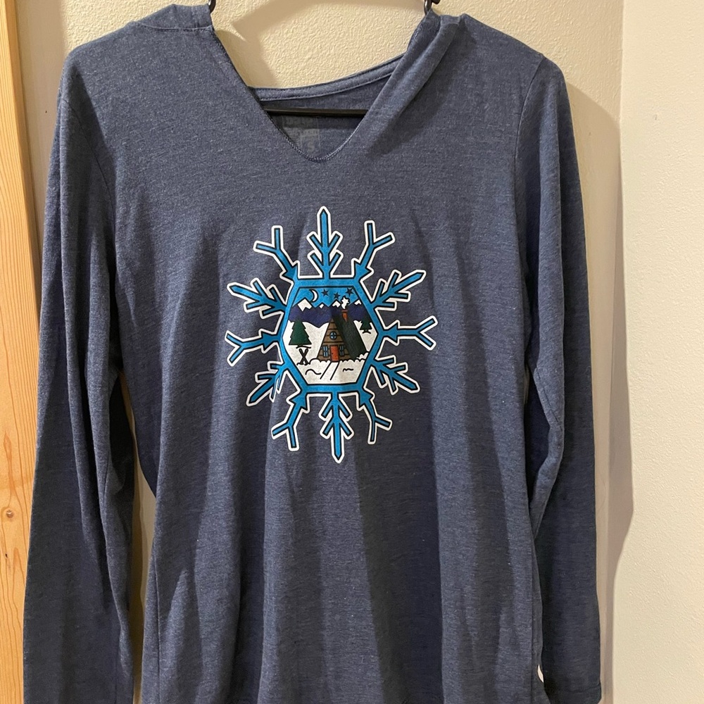Blue Kids Long Sleeve Shirt with Snowflake Design